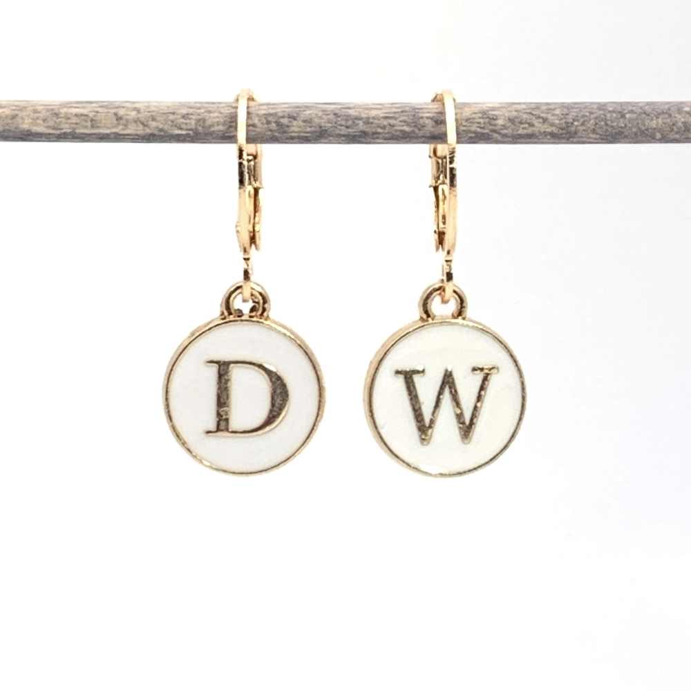 Personalized! Letter Charm Huggies Earrings